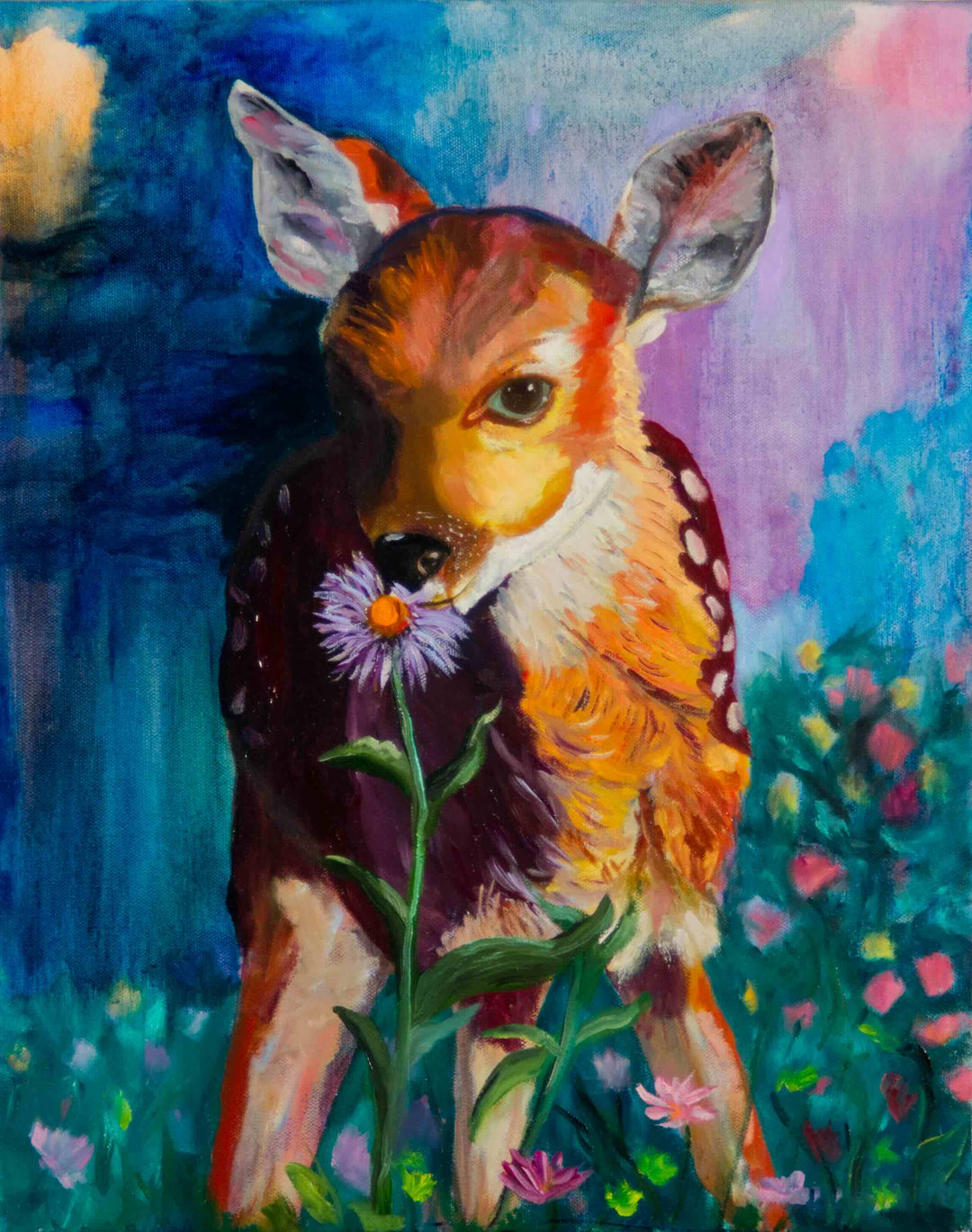 "Fawn Fun in a Magical Forest" - Oil Painting (SOLD)