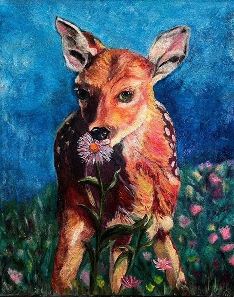 "Fawn Fun" - Oil Painting (16"x20")