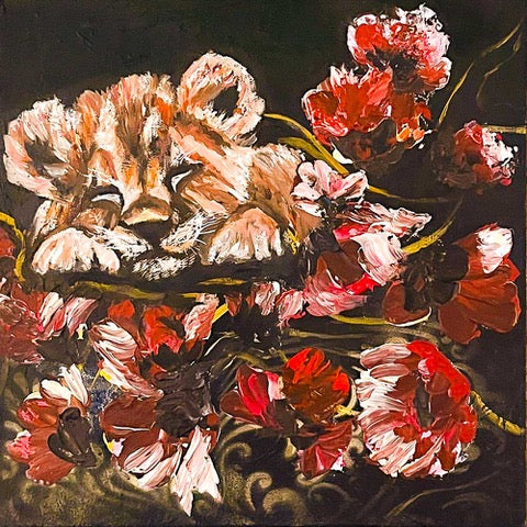 "Peaceful Sleep Cushioned By Love" - Oil Painting (12"x12")