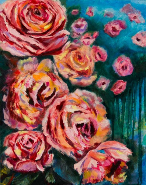 "Waiting for My Roses to Bloom" - Oil Painting (16"x20")